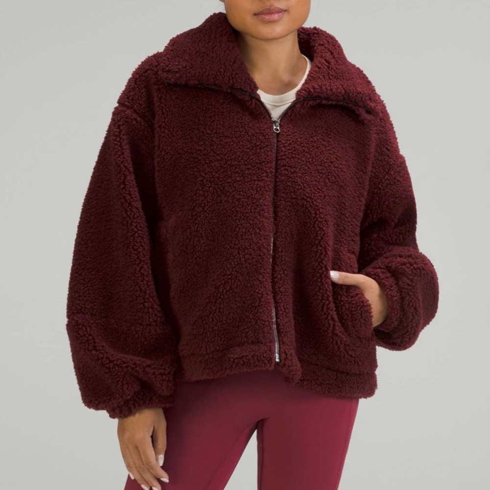 Lululemon Cinchable Fleece Sherpa Jacket in Red Merlot